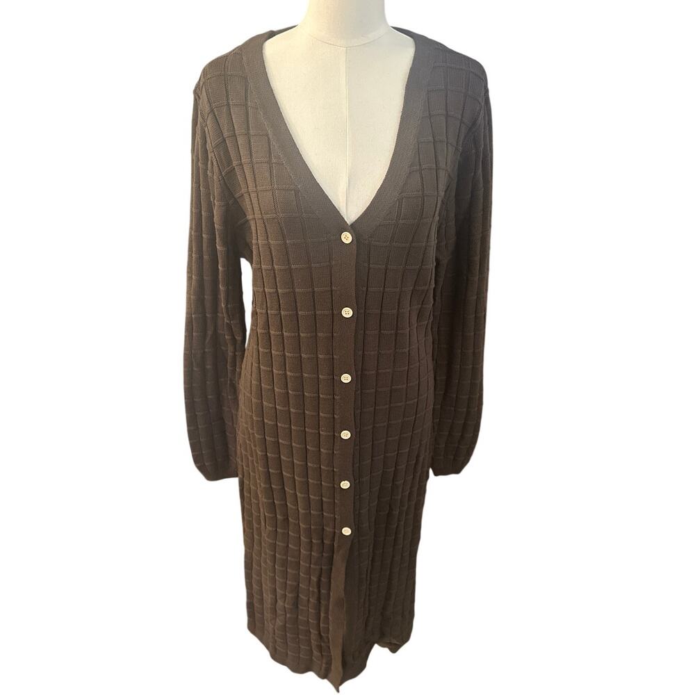 Maple & Cliff Square Knit Long Cardigan Dress – Espresso – 4X – NWT